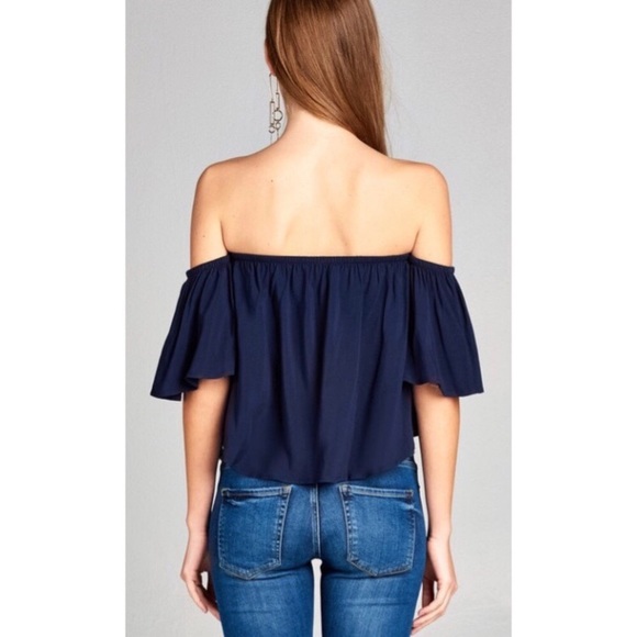 ☀️Navy Off The Shoulder Top☀️ - Picture 3 of 5